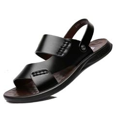 Dép Sandal Nam Da Cao Cấp 2 Quai Chống Nước - Đế êm, Phong Cách Thể Thao, Học Tập, Công Sở