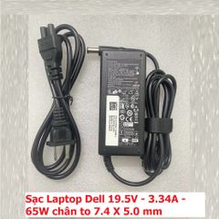 Sạc Laptop Dell 19.5V 3.34A 65W Chân To 7.4 x 5.0 mm - Sạc Chính Hãng Mới 100% cho Máy Tính Xách Tay