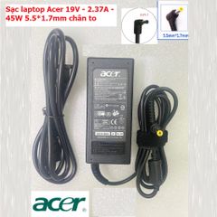 Sạc Laptop Acer 19V 2.37A 45W - Đầu 3.0*1.1mm và 5.5*1.7mm - Phụ Kiện Máy Tính Chính Hãng, Mới 100%