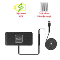 Đế sạc nhanh không dây 15W cho ô tô chống trượt, tương thích iPhone và Samsung - Sạc tiện lợi trong xe hơi MTR024