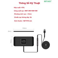 Đế sạc nhanh không dây 15W cho ô tô chống trượt, tương thích iPhone và Samsung - Sạc tiện lợi trong xe hơi MTR024