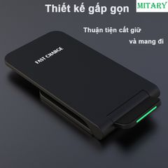 Đế Sạc Nhanh Không Dây 15W Kiêm Giá Đỡ Điện Thoại - Tương Thích iPhone, Samsung, Thiết Kế Gọn Nhẹ, Đèn LED Báo Sạc