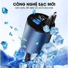 Tẩu Sạc Nhanh Ô Tô 120W 4 Trong 1 - Sạc Nhanh Điện Thoại Samsung, iPhone - Thiết Kế Gấp Gọn, Chất Liệu ABS + PC