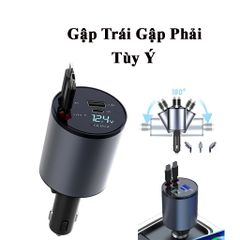 Tẩu Sạc Nhanh Ô Tô 120W 4 Trong 1 - Sạc Nhanh Điện Thoại Samsung, iPhone - Thiết Kế Gấp Gọn, Chất Liệu ABS + PC