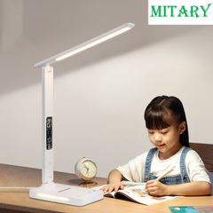 Đèn Bàn Học Chống Cận Thông Minh 8W - Sạc Nhanh Không Dây 10W, Đồng Hồ Vạn Niên, Đèn Ngủ Hiện Đại - MT-861
