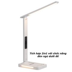 Đèn Bàn Học Chống Cận Thông Minh 8W - Sạc Nhanh Không Dây 10W, Đồng Hồ Vạn Niên, Đèn Ngủ Hiện Đại - MT-861