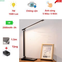 Đèn Học Để Bàn Chống Cận Siêu Sáng 7W, Tích Điện 3 Tiếng, 5 Màu, Điều Chỉnh Ánh Sáng, Gấp Gọn, Pin 2500mAh, MTR058C
