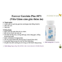 Viên Uống Giảm Cân Forever Garcinia Plus - Hỗ Trợ Kiểm Soát Cảm Giác Thèm Ăn, Duy Trì Vóc Dáng, 70 Viên/lọ