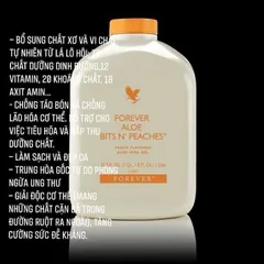 NƯỚC LÔ HỘI HƯƠNG ĐÀO-Forever Aloe Bits N’ Peaches.077Flp. Hỗ Trợ Tiêu Hoá. Thanh Lọc Cơ Thể. 1lít/chai.