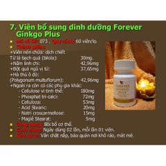 [CHĨNH HÃNG] Viên Hỗ Trợ Tuần Hoàn Máu Forever Ginkgo Plus #073Flp. 60 viên/lọ