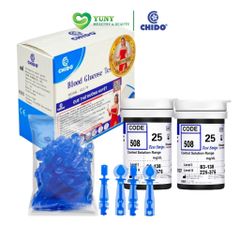 Que Thử Đường Huyết CHIDO GLS-79 - Hộp 50 Que và 50 Kim Lấy Máu, Đo Chính Xác, Phù Hợp cho Bệnh Nhân Tiểu Đường