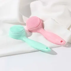 Cọ Rửa Mặt Silicone 3D Lông Mềm Cán Dài - Giúp Loại Bỏ Mụn Đầu Đen, Chăm Sóc Da Sáng Mịn, Thao Tác Dễ Dàng