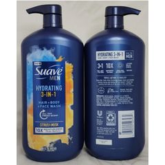 Sữa Tắm Suave Men 3 Trong 1 Dưỡng Ẩm Tóc, Cơ Thể & Mặt 887ml - Hương Thơm Nam Tính, Tiện Lợi Cho Đàn Ông