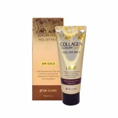 Mặt Nạ Lột Vàng Collagen 3W Clinic Luxury Gold Peel Off Pack 100g - Cấp Ẩm & Se Khít Lỗ Chân Lông, Dưỡng Da Sáng Mịn
