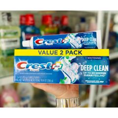 Set 2 Kem Đánh Răng Crest Deep Clean & Whitening Tooastthpe - Giúp Sạch Bề Mặt Răng và Nụ Cười Rạng Rỡ (2X153G)