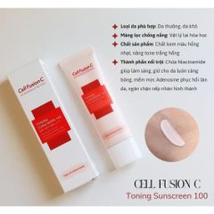 Kem Chống Nắng Cell Fusion C Toning Sunscreen 100 SPF50+ PA++ - Bảo Vệ Da Khỏi Tia UV, Dưỡng Ẩm, Phù Hợp Mọi Loại Da
