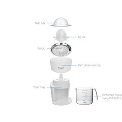 Máy Vắt Cam Sharp EJ-J408-WH 40W - Thiết Kế Sang Trọng, Dung Tích 0.85L, Hoạt Động êm ái, Đầu Vắt Tự Động đảo Chiều