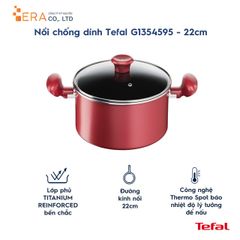 Nồi chống dính Tefal G1354595 22cm - Nồi nhôm phủ Titanium an toàn cho sức khỏe, bền đẹp, thích hợp cho gia đình 2-4 người
