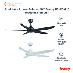 Quạt Trần Benny BF-C54HE 54 inch - Thiết Kế Italian, Điều Khiển Từ Xa, Công Suất 38W, Hàng Chính Hãng Thái Lan