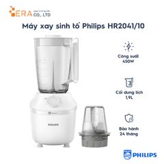 Máy Xay Sinh Tố Philips HR2041/10 - Công Suất 450W, Dung Tích 1,9L, Thiết Kế Độc Đáo, Bảo Hành Chính Hãng 24 Tháng