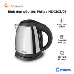 Bình Đun Siêu Tốc Philips HD9303 1.2L Inox Cao Cấp, Công Suất 1800W - An Toàn và Tiện Lợi Cho Gia Đình
