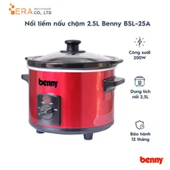 Nồi Tiềm Nấu Chậm 2.5L Benny BSL-25A - Thiết Kế Thời Trang, Chất Liệu Gốm Sứ Cao Cấp, Tích Hợp 20 Món Nấu Khác Nhau