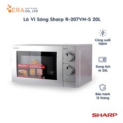 Lò Vi Sóng Sharp R-207VN-S 20L - 700W Đa Năng Nấu Hâm Rã Đông, Thiết Kế Hiện Đại, Tiết Kiệm Không Gian cho Bếp Sang Trọng