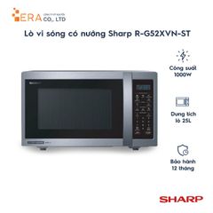 Lò vi sóng đa chức năng Sharp R-G52XVN-ST 25 lít, công suất 1000W, nướng - hâm nóng - rã đông, thiết kế hiện đại cho gia đình Việt