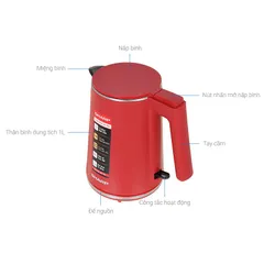 Bình đun siêu tốc Sharp 1.0 lít EKJ-10DVPS-RD/BK - Hàng chính hãng