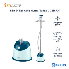 Bàn ủi hơi nước đứng Philips GC518 - Công suất 1600W, 5 chế độ phun, thiết kế hiện đại và tiện lợi cho mọi loại vải