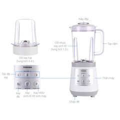 Máy Xay Sinh Tố Toshiba BL-70PR1NV - Công Suất 700W, 2 Cối Thủy Tinh, Xay Đá, Xay Hạt, An Toàn, Thương Hiệu Nhật Bản