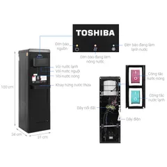 Cây Nước Nóng Lạnh Toshiba RWF-W1917TV(K) - Bình Nước Inox 304, Nhiệt Độ Nóng Lên Đến 85°C, Lạnh Dưới 10°C, Dung Tích 0.89L/3L