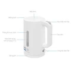 Bình Đun Siêu Tốc Electrolux 1.7 Lít E2EK1-100W - Công Suất 2200W, An Toàn, Tiện Ích & Thiết Kế Hiện Đại