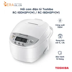 Nồi Cơm Điện Tử Toshiba RC-10DH2PV/W 1L & RC-18DH2PV/W 1.8L - 12 Chế Độ Nấu, Chống Dính Bichotan, Hàng Chính Hãng Nhật Bản