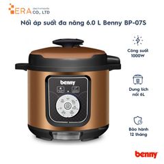 Nồi Áp Suất Đa Năng 6.0L Benny BP-07S - Inox Đen Cổ Điển, Bảo Hành 12 Tháng, Dụng Cụ Nấu Ăn Tiện Lợi, Hấp Thực Phẩm