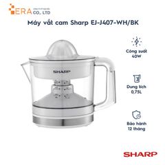 Máy Vắt Cam Sharp EJ-J407-WH/BK - Thiết Bị Ép Trái Cây Tiện Dụng, Công Suất 40W, Chân Đế Chống Trượt, Dung Tích 0,75L, An Toàn Và Dễ Sử Dụng