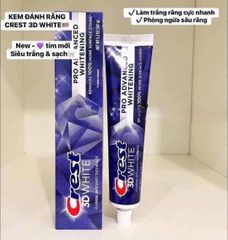Kem Đánh Răng Crest 3D White Advanced Whitening 147g - Trắng Sáng, Bảo Vệ Men Răng, Hương Bạc Hà Tươi Mát