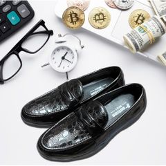 Giầy Lười Da Nam Vân Cá Sấu Băng Thủng - Mẫu Mới Thời Trang Dễ Phối Đồ, Giày Tây Cao Cấp Sang Trọng