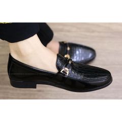 Giày Lười Nam Da Bóng Dập Vân Caro - Phong Cách Trẻ Trung, Thời Trang Nam Cao Cấp, Dễ Phối Đồ