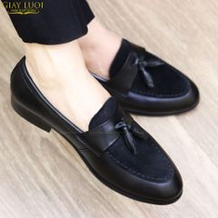 Giày Da Lười Nam Cao Cấp - Thiết Kế Đính Chuông, Bề Mặt Da Lộn Thời Trang Dễ Phối Đồ, Sang Trọng và Tiện Lợi