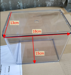 Hồ Nhựa Mini Nuôi Cá Betta Guppy 18x13x15cm - Bể Cá Mica Siêu Trong Có Nắp Thoáng Khí, Phụ Kiện Thủy Sinh Tiện Lợi