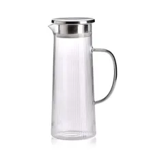 Bình nước IVV NARCISSUS Thủy Tinh Borosilicat với Nắp Thép - Dung Tích 1.3L & 1.6L, Chế Độ Rót Tự Do & Lọc - Xuất Xứ Italia