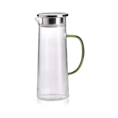 Bình nước IVV NARCISSUS Thủy Tinh Borosilicat với Nắp Thép - Dung Tích 1.3L & 1.6L, Chế Độ Rót Tự Do & Lọc - Xuất Xứ Italia