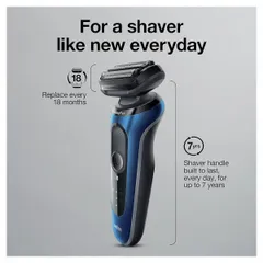 Máy Cạo Râu Điện Braun Series 6 6020S - Công Nghệ SensoFlex, Chống Nước, Thời Gian Cạo Lên Đến 50 Phút, Sạc Nhanh 5 Phút
