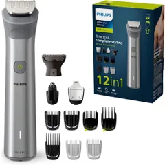 Tông Đơ Đa Năng Philips Multigroom Series 5000 MG5950/15 - 12 Phụ Kiện Cắt Tóc, Tỉa Râu, Đầu Cạo Toàn Thân, Chống Thấm Nước, Pin 120 Phút
