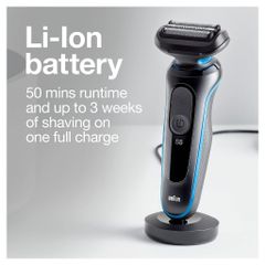 Máy Cạo Râu Braun Series 5 5018s - Cạo Râu Điện Linh Hoạt, Kháng Nước, Pin Li-Ion 50 Phút, Dễ Dàng Vệ Sinh