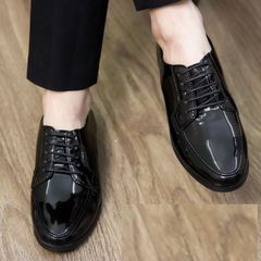 Giày Tây Buộc Dây Da Bóng Đế Cao 5cm Thời Trang Mới - Dễ Phối Đồ Sang Trọng Cho Nam