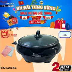 Nồi Lẩu Điện Đa Năng 5L LocknLock EJP331BLK 1650W, Nắp Kính Chịu Nhiệt, Thiết Kế Sang Trọng, Tiết Kiệm Năng Lượng 2 Năm Bảo Hành