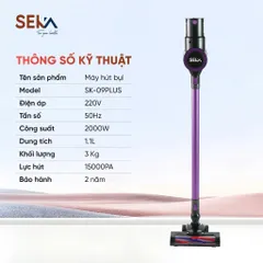 Máy Hút Bụi Cầm Tay SEKA SK-09MAX PLUS - Hút Bụi, Lau Sàn, Tự Động Làm Sạch Con Lăn, Bộ Lọc HEPA, Tiện Ích Dễ Sử Dụng