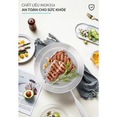 Chảo Cạn Inox 316 Haatz CIC6810 - Size 20cm - Bền Bỉ, An Toàn, Đa Năng - Phù Hợp Mọi Loại Bếp - Bảo Hành 5 Năm